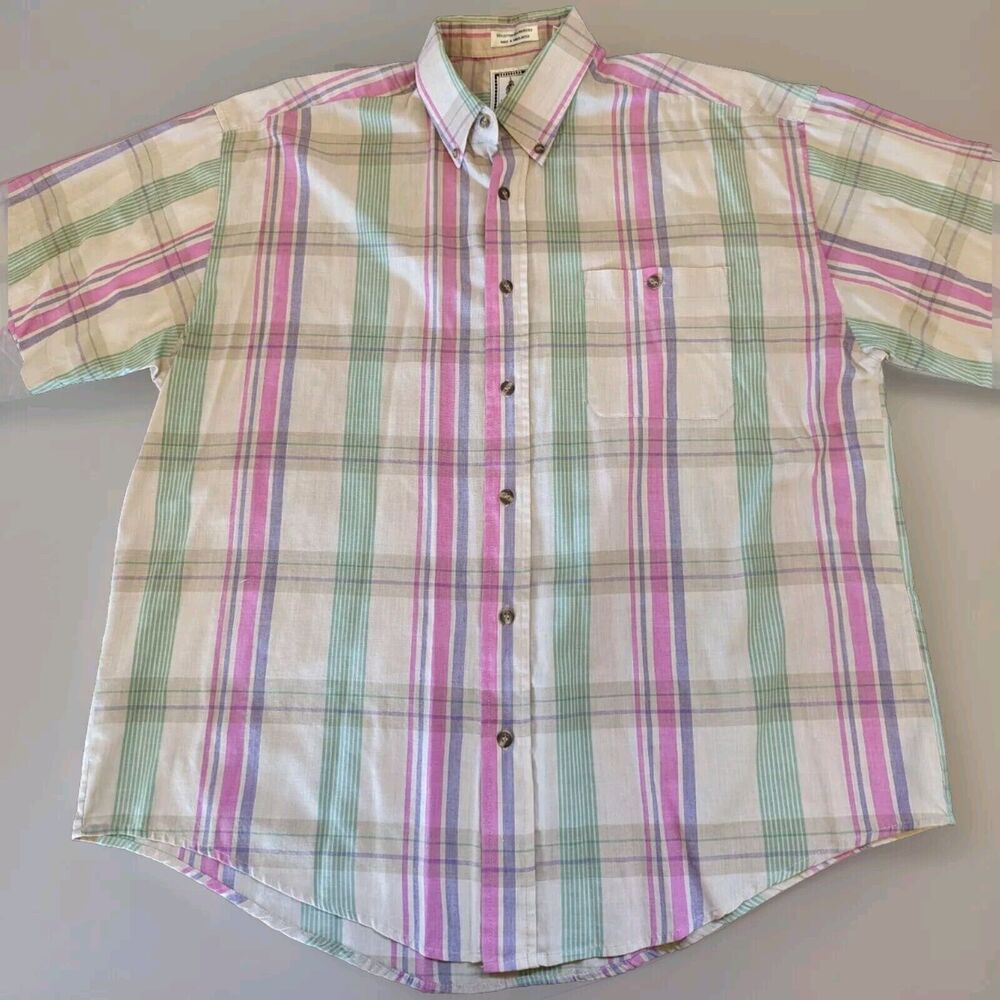 Vintage London Fog Button Down Shirt Plaid Size Large